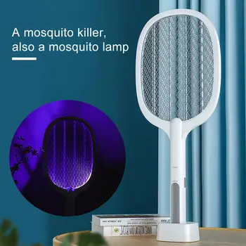 

2in1Electric Large Bug Zapper Racket Mosquito Killer Pest Control USB Rechargeable LED Lighting Fruit Fly Swatter Zap Usb Killer