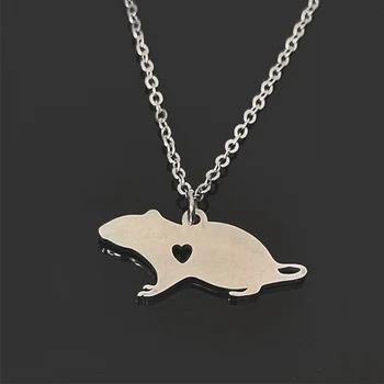 

Stainless Steel Cute Mouse Necklace Rat Pendant Necklace Animal Necklace Fashion Jewelry for Women Fashion Gift Accessories