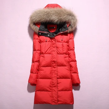 

Women's Down Jacket Hooded Long Autumn Winter Coat Women Racoon Fur Collar Women's Jackets 2020 Doudoune Femme KJ1020