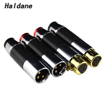 

Halande 4pcs/lot HIFI Audio Carbon Fiber XLR Plug Connector 3Pin Male to Femlae Black XLR wire connector 3PIN XLR plug