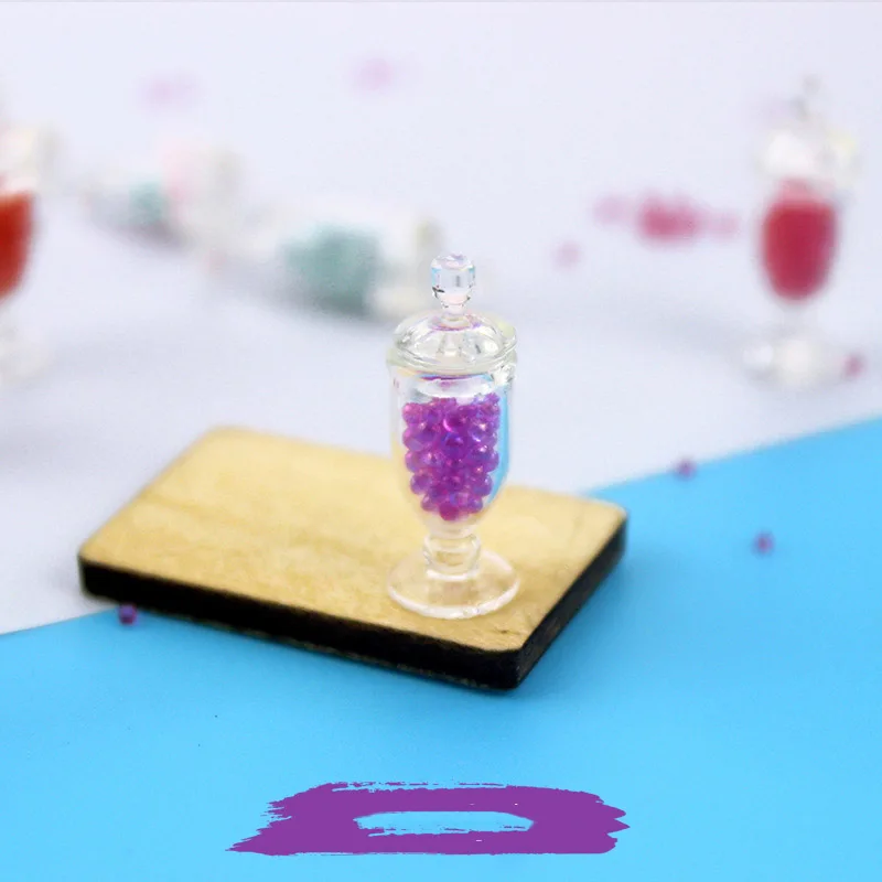 dark purple 1:12 кукольный домик Миниатюрный Мини красочные конфеты кувшин аксессуары для кукол игрушки для леса животных Семья коллекционный подарок - Цвет: dark purple