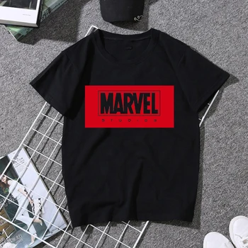 

LUSLOS Marvel T Shirt Women Tshirt Short-sleeved White Tshirts Black Shirts Female Harajuku The Avengers T-shirts Women Clothes