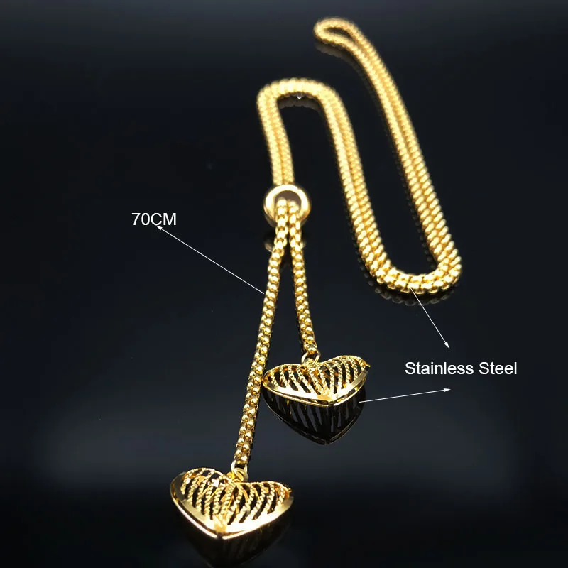 Модное ожерелье из нержавеющей стали в форме сердца для женщин золотого цвета длинное ожерелье ювелирные изделия acero inoxidable joyeria mujer N19736