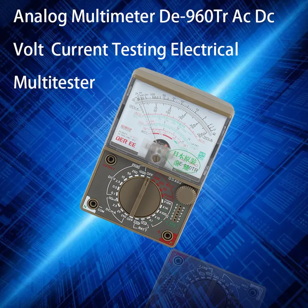 Аналоговый мультиметр De-960Tr Ac Dc Вольт ток Ома тестирование Электрический мультитестер высокочувствительная индукционная катушка включить