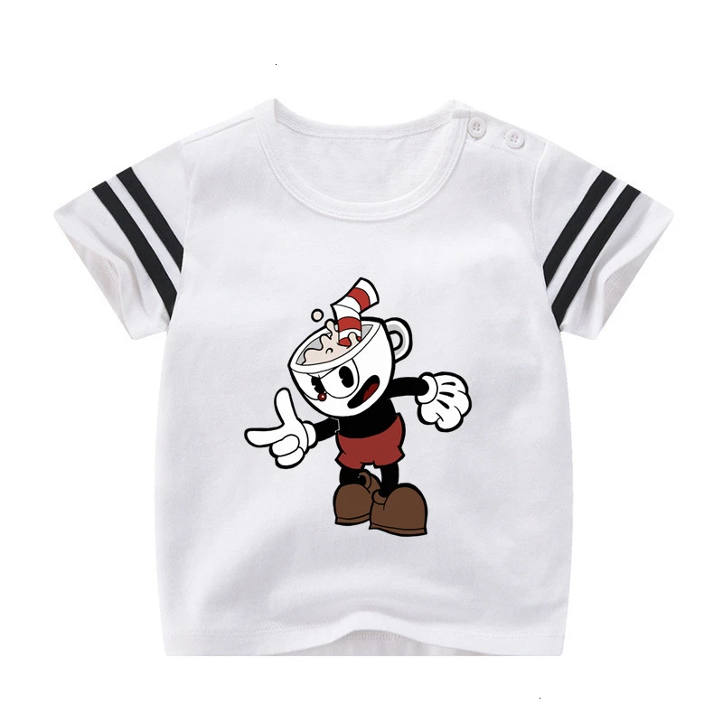 Boys or Girls Cuphead cartoon Kids sport motion T Shirt Children T-shirt Baby Toddler Summe Tops Anime cartoon Tees wholesale - Цвет: as picture