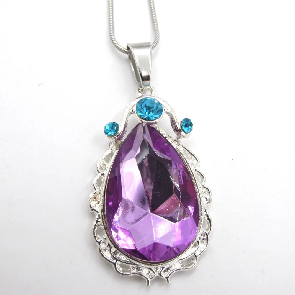 Новое поступление для девочек принцесса София первое ожерелье-цепь из сплава Фиолетовый каплевидный Амулет подвеска ожерелье подарок ювелирные изделия для детей