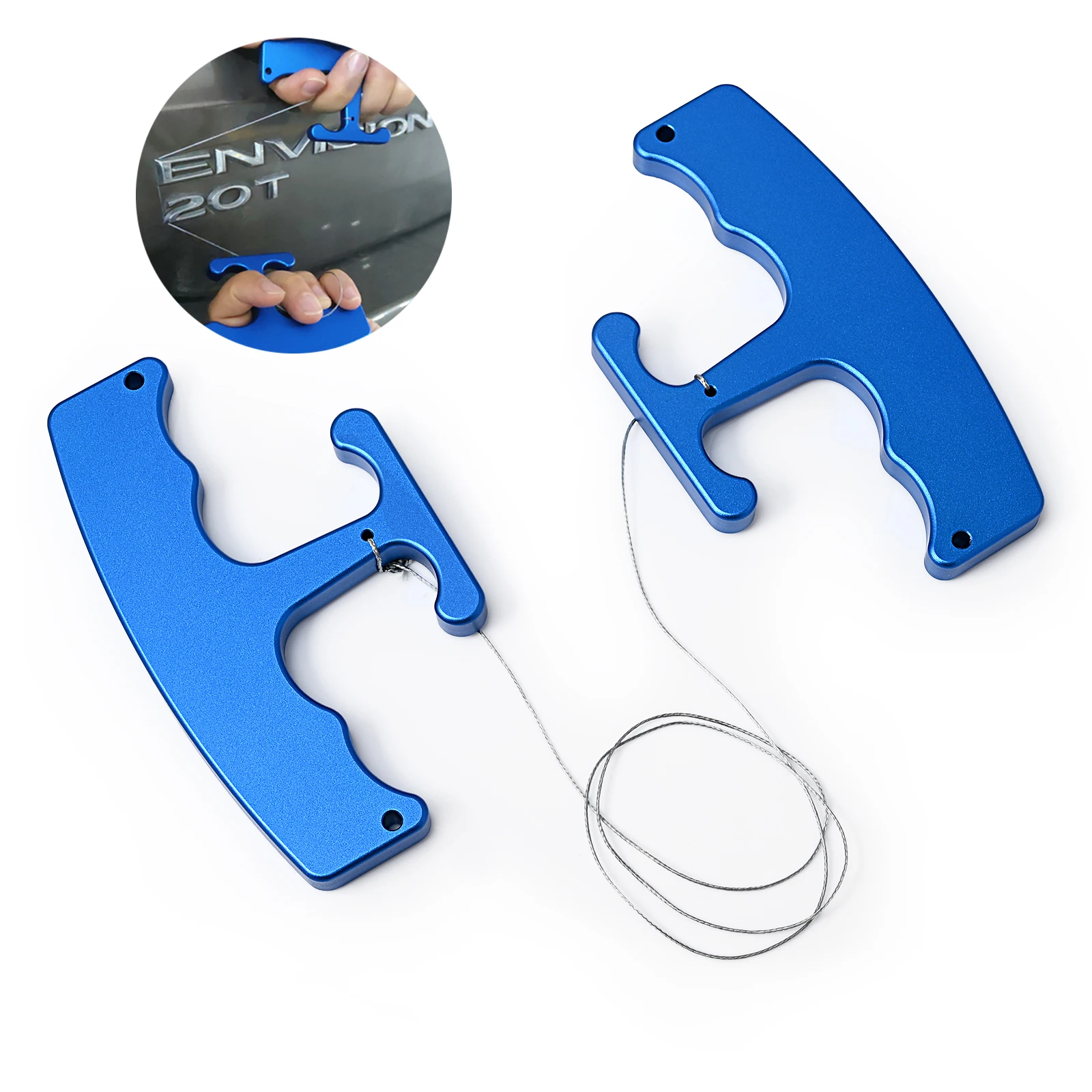 

FOSHIO Car Logo Removal Metal Emblem Sticker Removing Line With Grips Auto Model Sign Roof Antenna Detach Wire Vinyl Wrap Tool