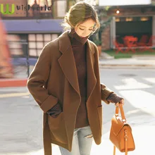 Abrigo de tela de doble cara de calidad para mujer, abrigo de lana de Cachemira, ambiente Hepburn, pequeño, para otoño e invierno, novedad de 2021