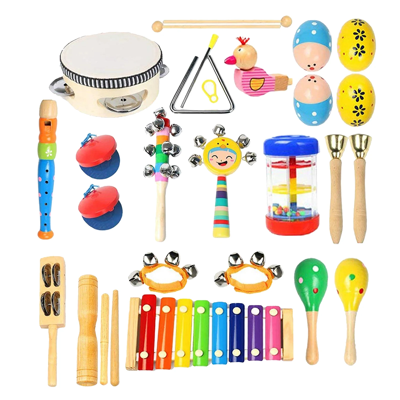 Toddler Musical Instruments Ehome 15 Types 22pcs Wooden Percussion Instruments Toy Kids Preschool Educational, Musical Toys Set