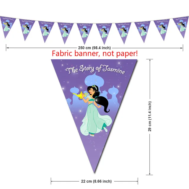 AGAN La Principessa Jasmine di Compleanno Decorazione per Feste Banner Aladdin Tema Favors Par Cup 