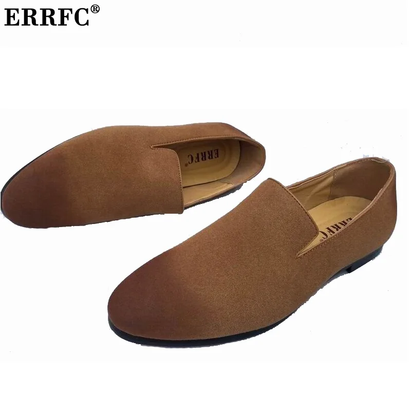 ERRFC/модные дизайнерские Лоферы без шнуровки Мужская черная обувь с круглым носком серого цвета, Мужская обувь для отдыха, замшевая кожаная обувь для взрослых, размеры 38-48
