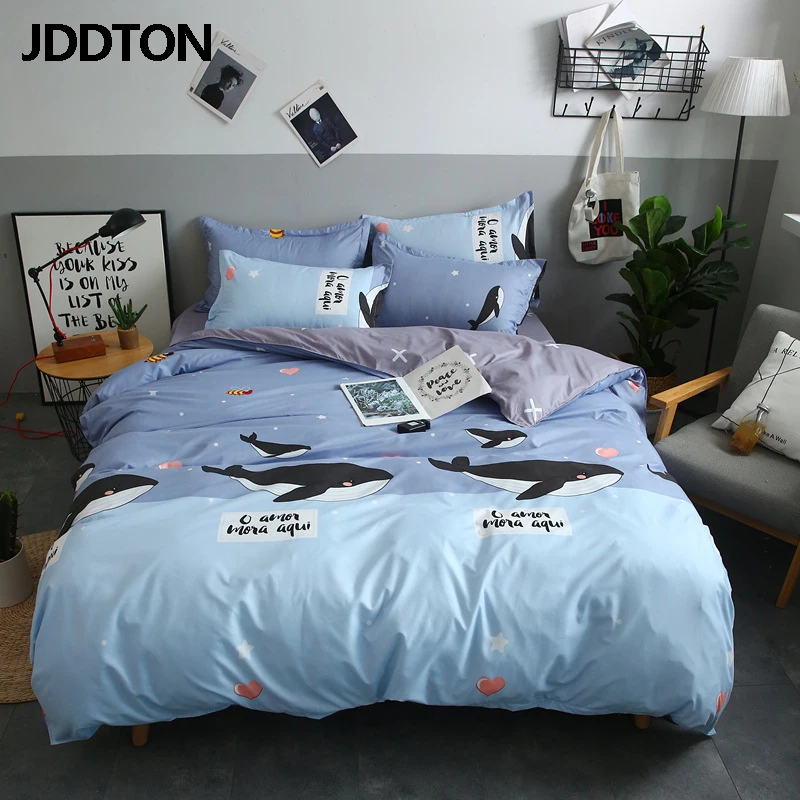 

JDDTON Classical Lovely Style Bedding Set Cotton AB Side Fashion Duvet Cover Pillowcase Set Family Bed Linens High Quality BE007