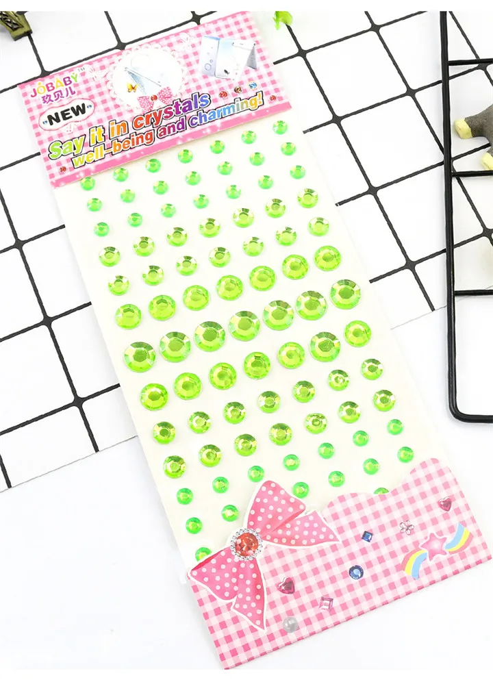 6  6-12mm Rhinestones Stickers Acrylic Different Size Single Round Crystal Stickers Women Mobile Phone Shell Decor Drill Sticker