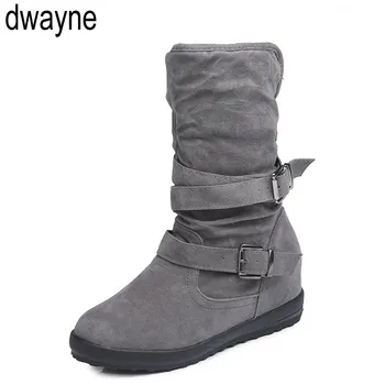 

Vintage Belt Buckles Women Boots Autumn Winter Patchwork Square Heels Round Toe Ankle Boots Ladies Boots 745