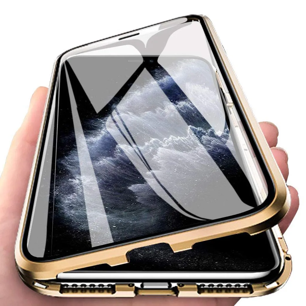 Глянцевый чехол для iPhone 11 11 Pro 11 Pro max 6,1 5,8 6,5 дюйма с магнитной адсорбцией, металлический бампер, стеклянный чехол