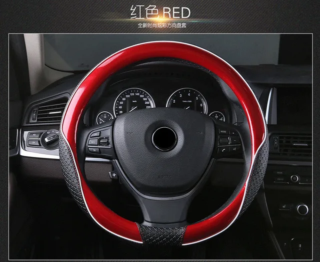 38CM Red Новое кожаное рулевое колесо крышка 38 см для Mercedes smart Fortwo Вито w639 w124 w140 w163 w164 w166 w169 w176 w202 w246 - Название цвета: 38CM Red