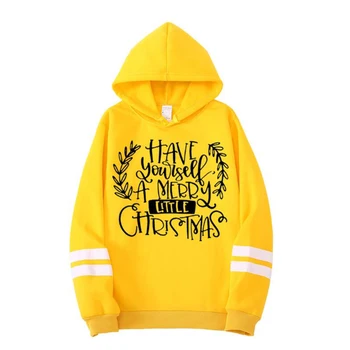 

Have Yourself A Merry Little Christmas Festival Hoodies Women Aesthetic Letter Print Funny Pullover Girl Fleece Outfit Drop Ship