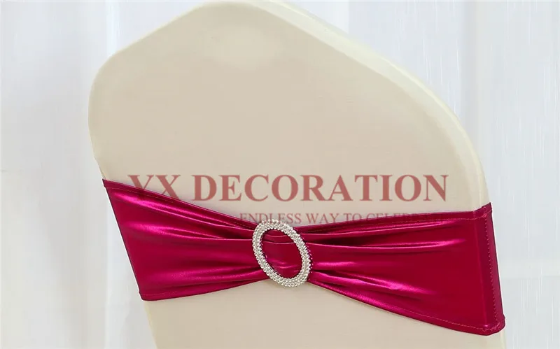 fuchsia 15x35 см бронзовое металлическое лайкра Группа спандекс стул Sah для чехлы для стульев для свадьбы события украшения - Цвет: fuchsia