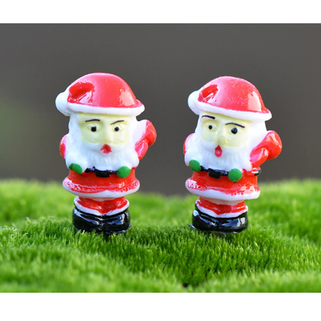 10pcs Santa Clause Miniature Micro Landscape Resin Decor Craft Decoration Bonsai Ornament for Home Garden Tabltop Decoration
