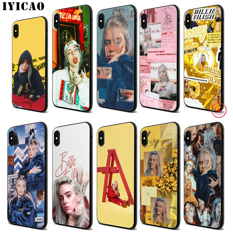 

IYICAO Bilie Eilish Khalid Lovely Soft Black Silicone Case for iPhone 11 Pro Xr Xs Max X or 10 8 7 6 6S Plus 5 5S SE