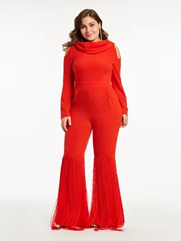 

Plus Size Wide Legs Tassel Hollow Women's Jumpsuits