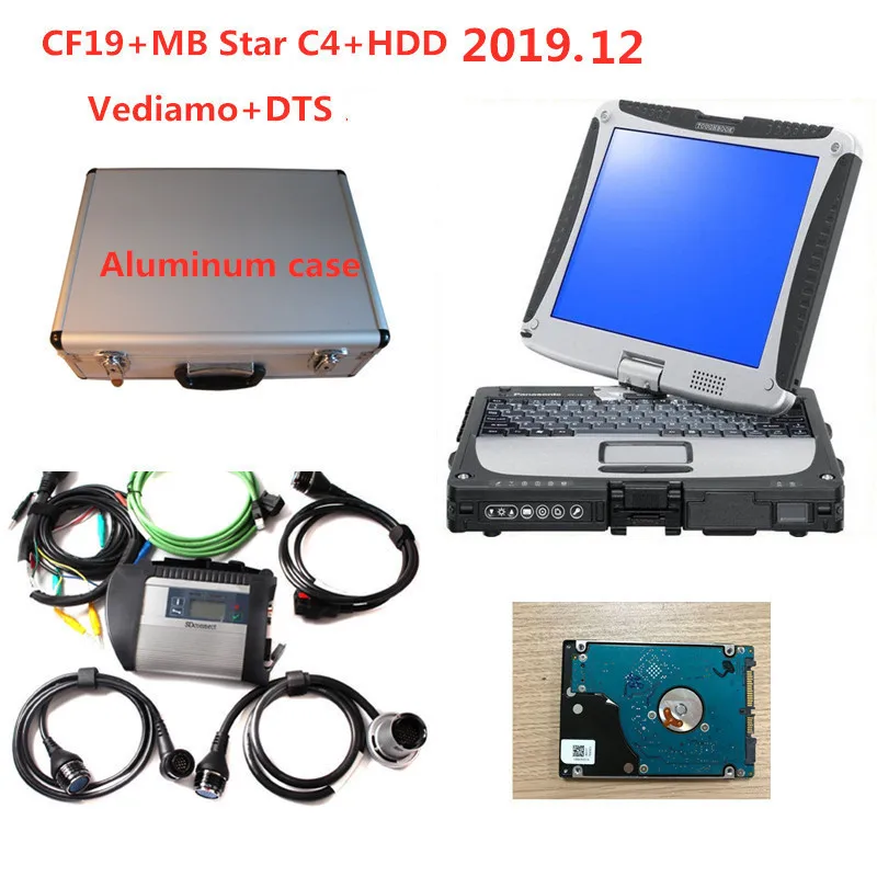 Супер MB Star C4 SD Подключение диагностический инструмент Поддержка wifi,12 программное обеспечение HDD+ ноутбук CF19 CF-19+ Алюминиевый Чехол готов к использованию