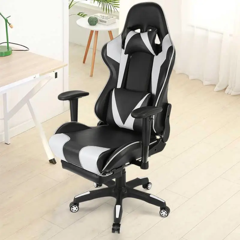 Description Picture 2 of itemChaise Adjustable Backrest Gaming Chair Lifting Armrests Headrest Lumbar Pillow Footrest Study Office Computer Seating Home HWC