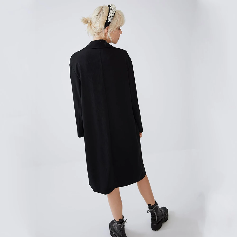 Ladyfirsy плед ZA ветровки 2019 осень новый уличный стиль однобортное зимнее черное