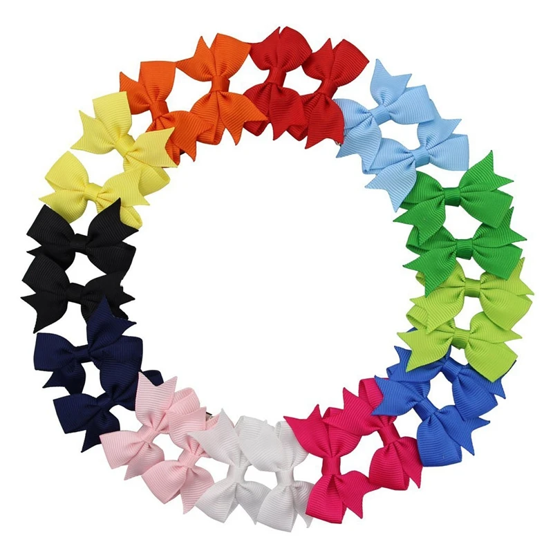 24 Grosgrain ленты лук крокодил клип аксессуары для волос для маленьких девочек