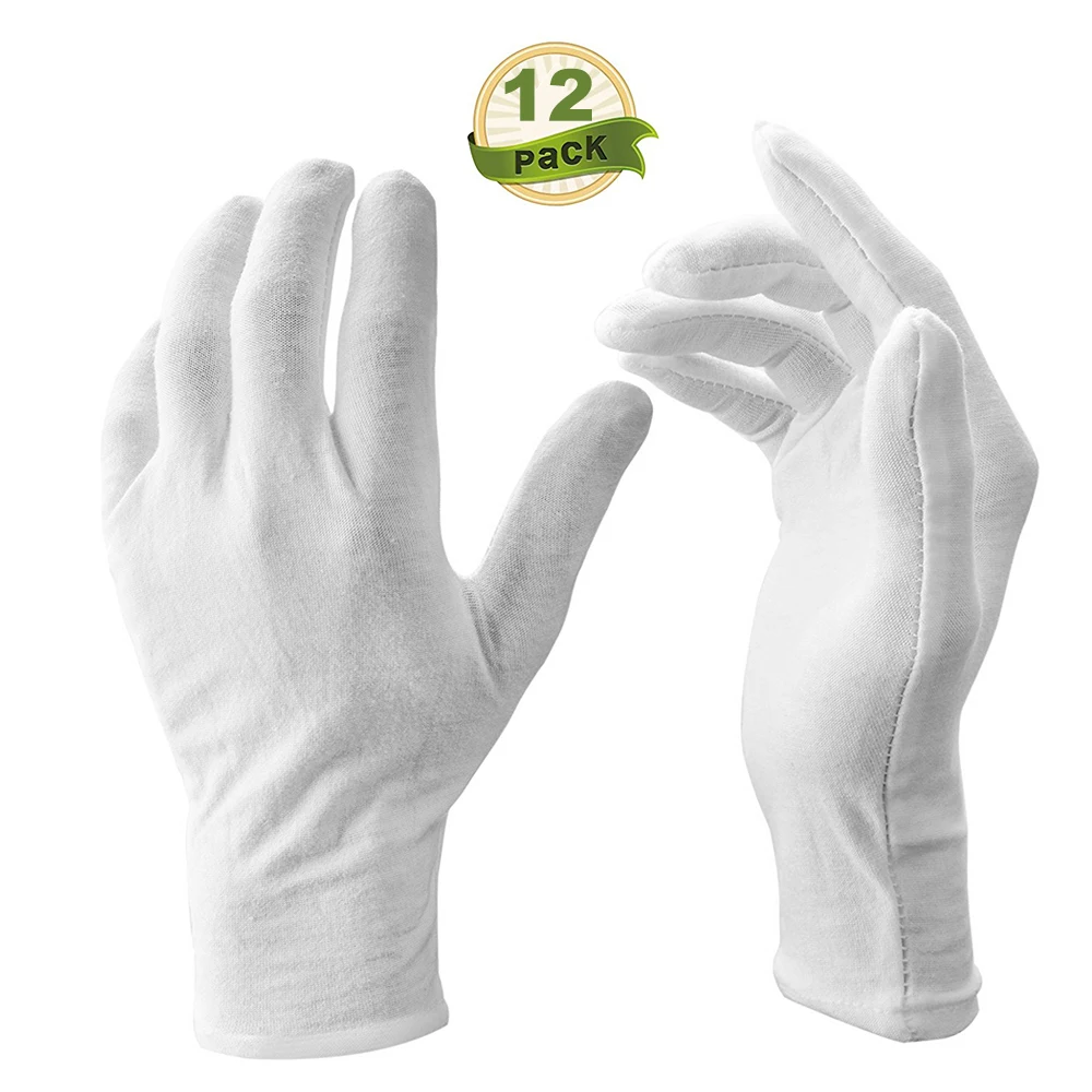 Cotton Gloves 12 Pairs/Lot White Soft Cotton Ceremonial Gloves Stretchable Lining Glove for Male Female Serving/Waiters/Drivers Gloves