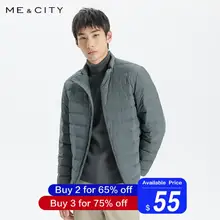 Me& City,, пуховик, мужской, зимний, теплый, 90%, белый, утиный пух, пальто, Одноцветный, мужской, для отдыха, теплый пуховик