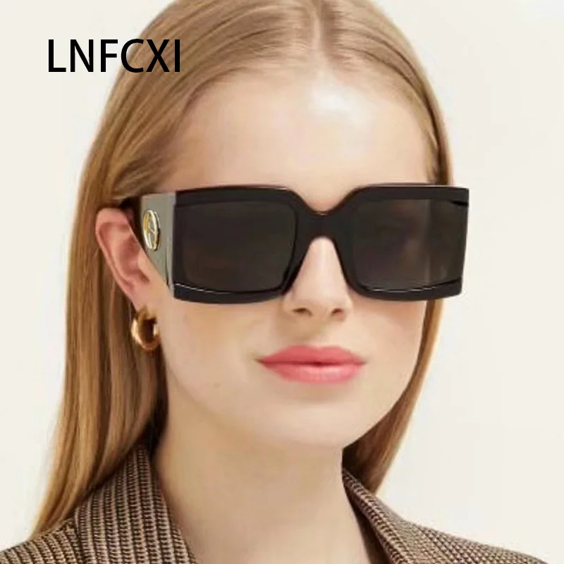 

LNFCXI Personality Oversized Square 2019 New Arrival Trend Sunglasses Women Big Hinges Design Glasses Men UV400