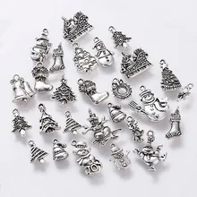 20 шт./лот случайный снег олень Рождественские Подвески Браслет фурнитура античный металл серебристого цвета Подвески Diy ювелирные изделия