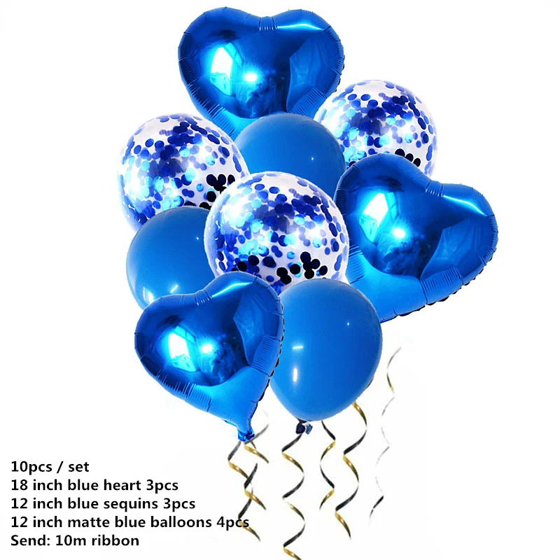 blue heart 10 шт золотые воздушные шары на день рождения звезда воздушный шар из фольги Гелий День Рождения украшения Детские шары для взрослых Серебряный Синий шар Globos - Цвет: blue heart