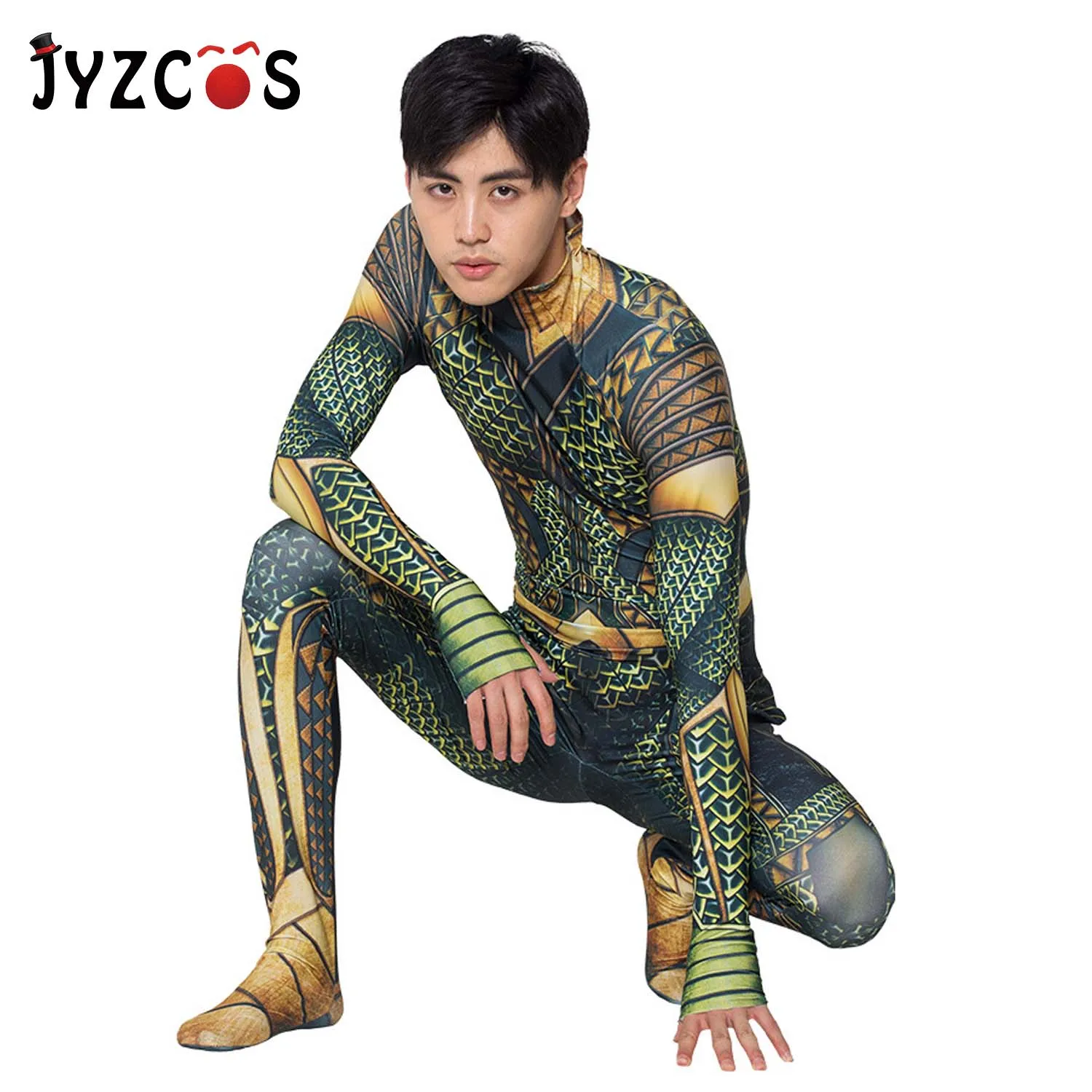 JYZCOS Anime DC Comic Aquaman Flesh Gold Sea King Cosplay Zentai Costumes Saint Leotard Game Show P