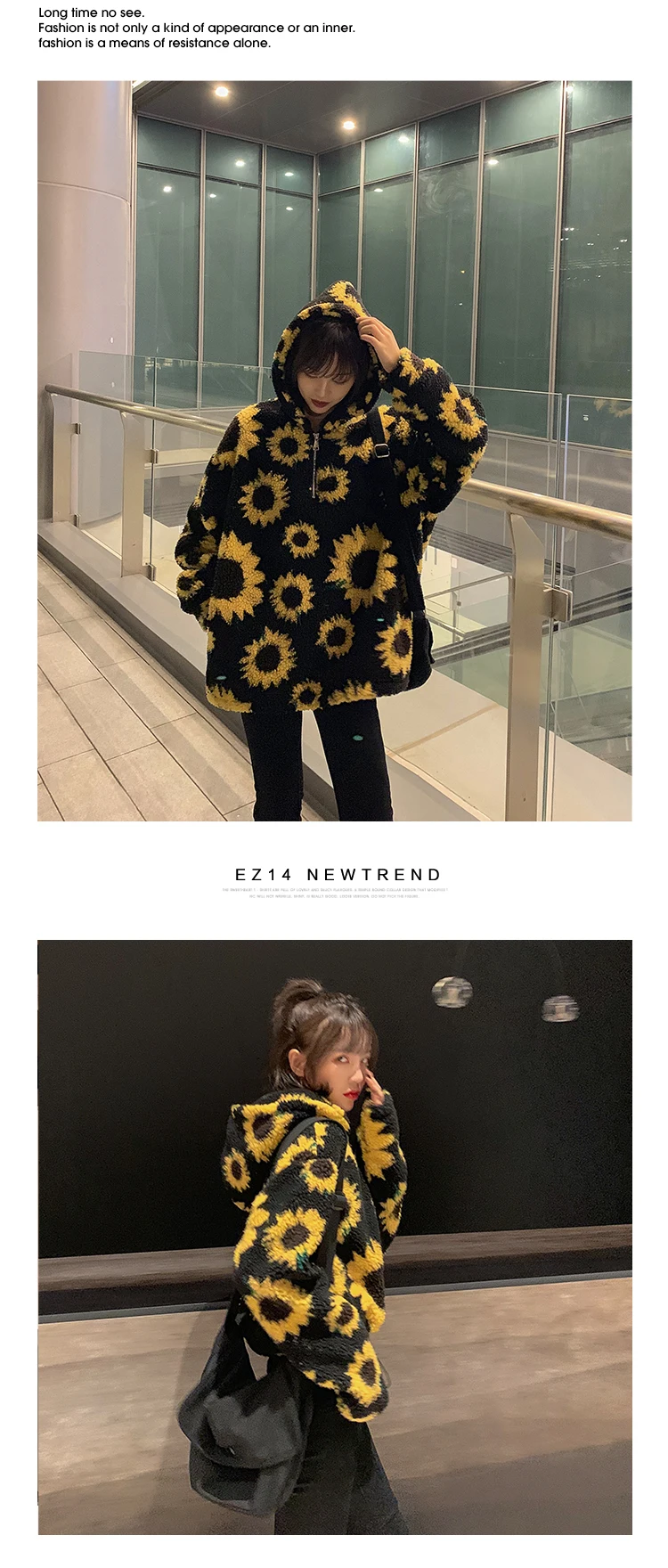 Nuevo invierno уличная одежда chaquetas grandes tapas mujer girasol abrigo callo de cordero cremallera chaqueta suel