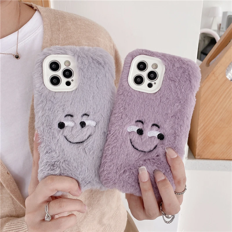 Cute Plush Happy Funny Silicone Case For iPhone 13 11 12 Pro MAX X XS XR 7 8 Plus SE 20 Camera Protection Winter Warm Hand Cover | Мобильные