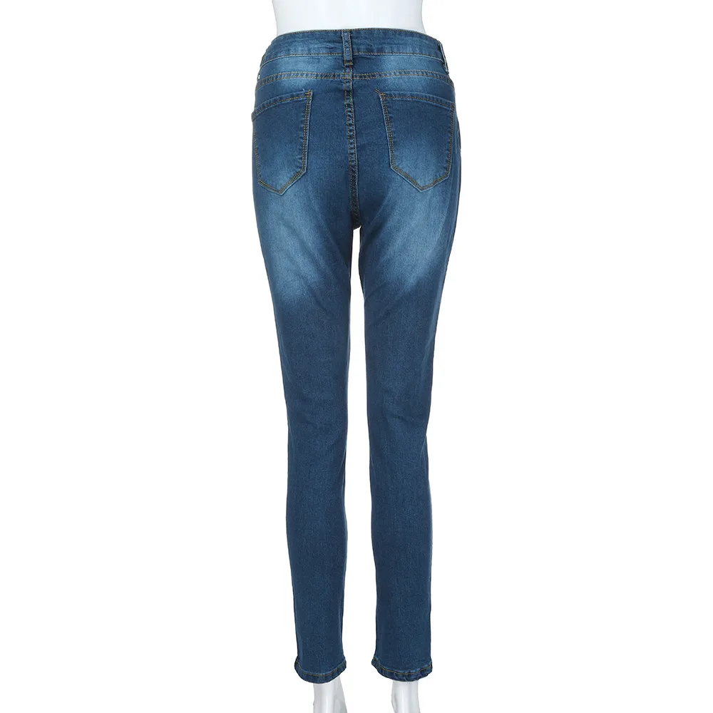 Осенние и зимние новые женские большие размеры с высокой талией и пуговицами, тонкие джинсовые штаны, эластичные дикие тонкие прямые брюки, Tide# Zer