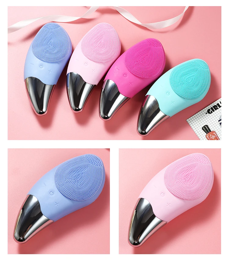 Mini Electric Facial Cleansing Brush Silicone Sonic Face Cleaner Deep Pore Cleaning Skin Massager Face Cleansing Brush Device