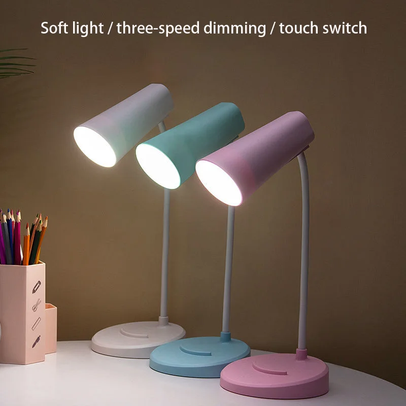 

LED Eye Protection Learning Reading Desk Lamp Three-Speed Touch Dimming USB Charger Plug-in Student Bedroom Desk Lamp