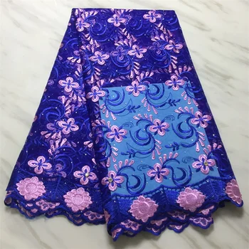 

Wholesale African Tulle Lace Fabric High Quality 2020 French Net Lace blue Color Embroidered Hot Diamond Nigerian Lace Fabric HL