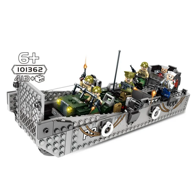 2019 мировая война 2 WW2 армия США LCM3 десантный корабль военный с 6 фигурами солдат