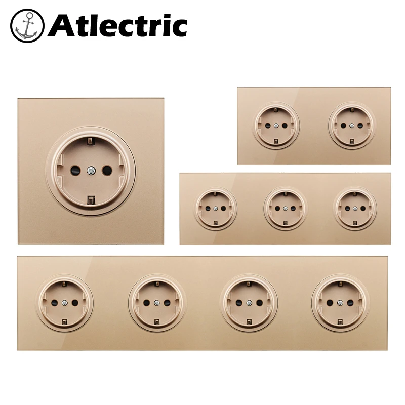 

Atlectric Crystal Glass Switch EU/DE/RU 16A Socket Wall Socket Crystal Glass Panel 110-250V Wall Power Socket Outlet