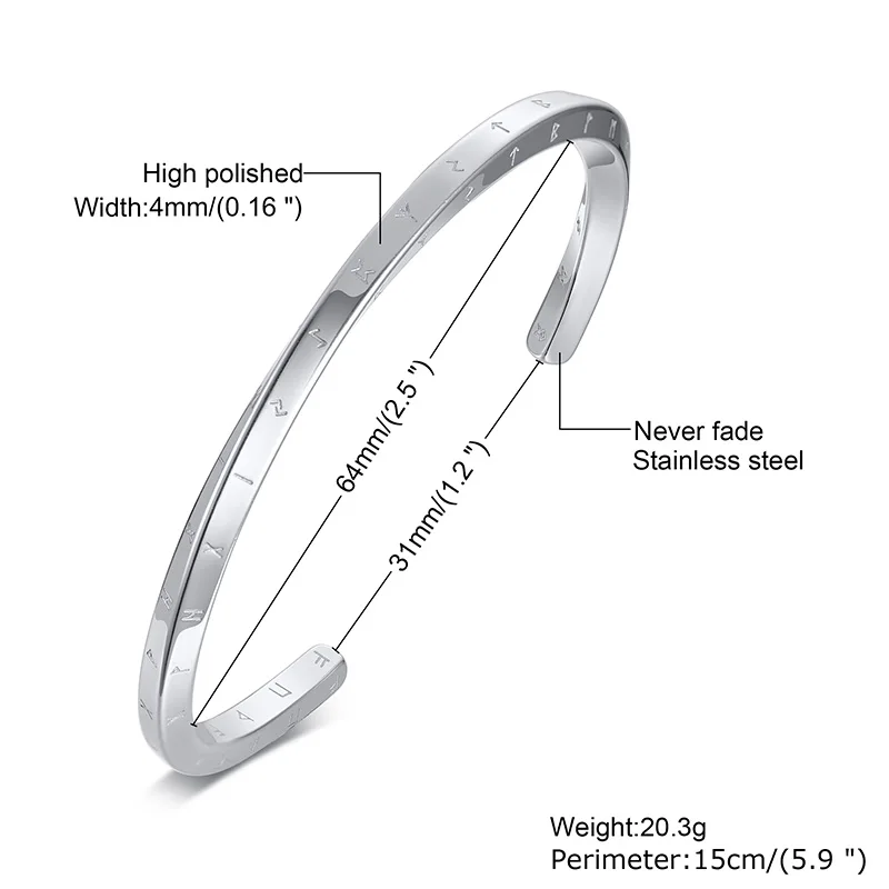 Metal Bracelet Stainless Steel Bracelet Nordic Runes Bangles Men Bracelet Stainless steel Twist Mobius Bangle Bracelets Male Jewelry