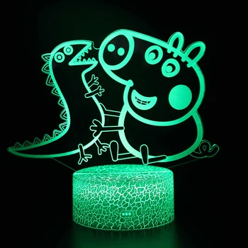 

Cartoon Peppa Pig Series 3d Small Table Lamp Creative Visual Anime Figure George Night Light Children's Birthday Party Gifts