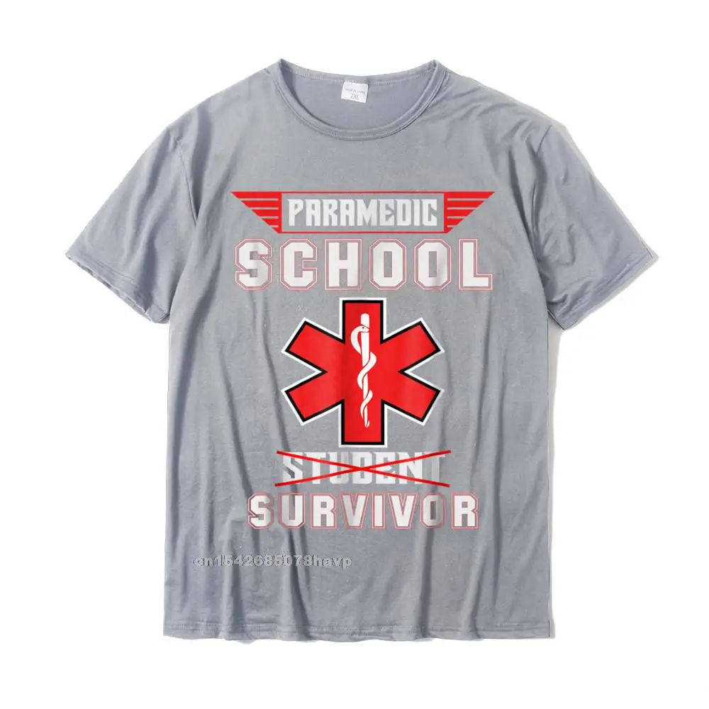 Summer T-shirts Cheap Short Sleeve Group 100% Cotton Round Collar Boy T Shirt Normal Top T-shirts Summer Fall Wholesale Funny Paramedic School Graduation Gift Shirt Survivor__2157. grey
