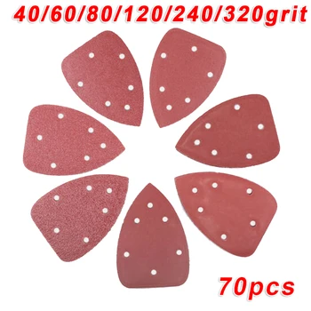 

70pcs 5 Hole Sander Sandpaper Sanding Paper For Metal And Non-metal Polishing 40/60/80/120/180/240/320 Grit Pack