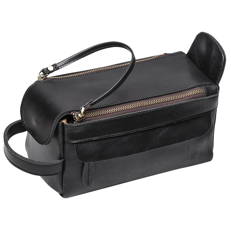 

Vintage Leather Women Men Cosmetic Bag Travel Toiletry Wash Bag Make Up Bags