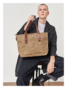 

Men Casual Tote Bags Canvas Shoulder Bag Retro Folds Men Totes Bags for сумка Large Capacity Bag