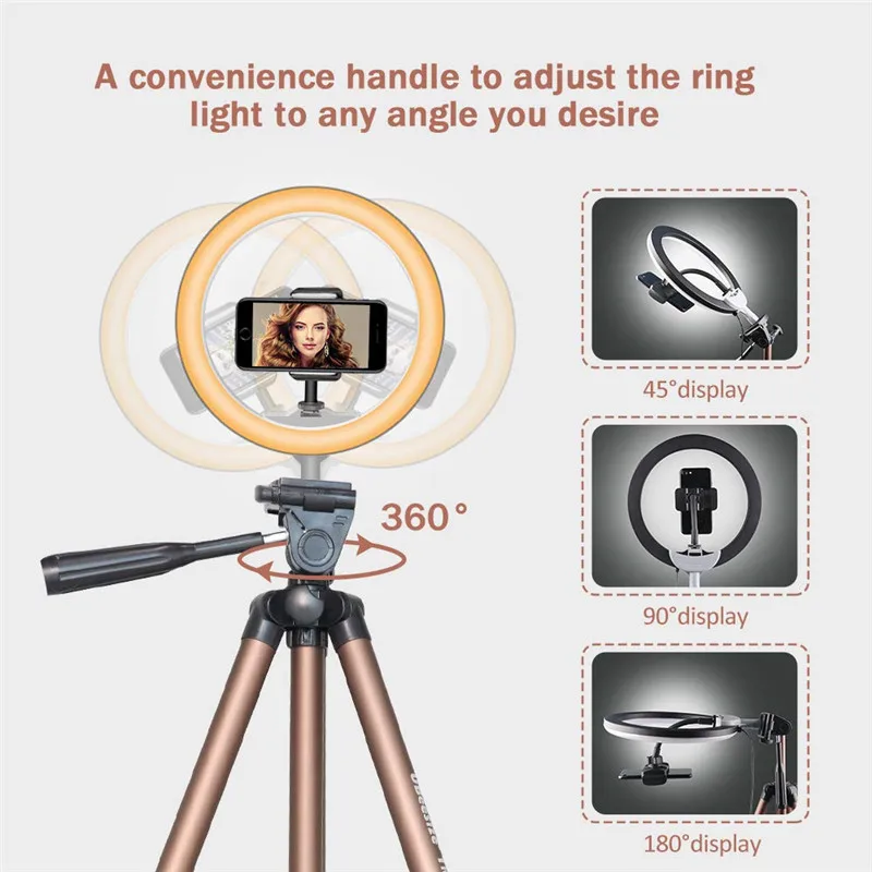 32 cm LED ring light Adjustable tripod for Youtube makeup phone Selfie with tripod stand phone Clip